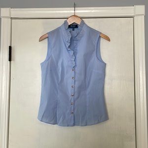 Bariloche Blue Button Down Sleeveless Top EU 40 / US S O1